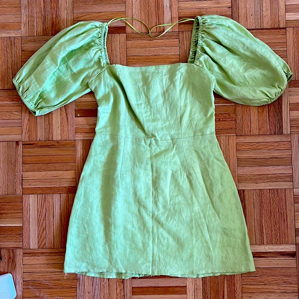 Verge Girl Linen Mini Dress in Lime